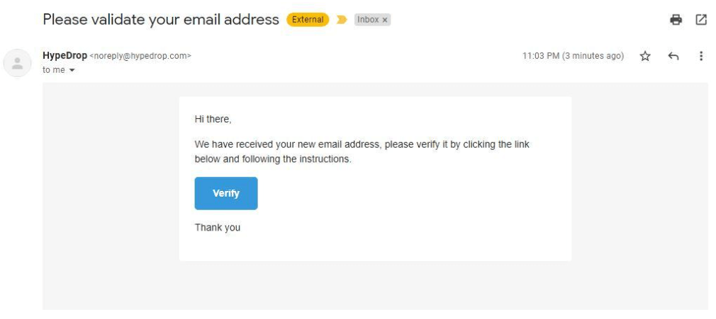hypedrop verification email