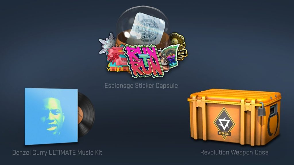 Revolution Weapon Case, the Espionage Sticker Capsule, and the Denzel Curry ULTIMATE Music Kit. 
